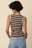 Macy Striped V-neck Tank Top (Brown)