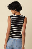 Macy Striped V-neck Tank Top (Black)