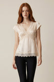 Short Sleeve Lace Trimmed Top