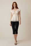 Short Sleeve Lace Trimmed Top