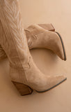 Bronco Knee-High Embroidered Boots (Almond)