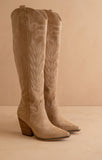 Bronco Knee-High Embroidered Boots (Almond)