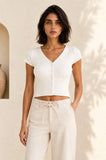 Ribbed Button Down Top (Off White)