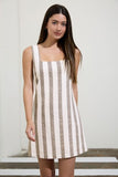 Boardwalk Stripe Mini Dress (Brown)