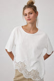 Lace Hem Knit Tee (White)