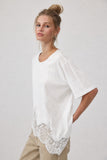 Lace Hem Knit Tee (White)