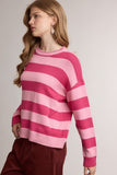 Classic Striped Sweater (Pink Magenta Combo)