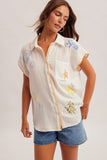 Seaside Embroidered Button Up