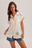Seaside Embroidered Button Up