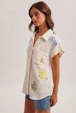 Seaside Embroidered Button Up
