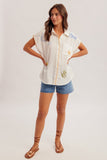Seaside Embroidered Button Up