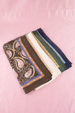 Paisley Floral Satin Square Scarf (Brown)