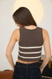Striped V-Neck Vest (Brown)