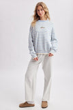Striped Fish Graphic Sweater (M. Blue/Cream)
