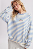 Striped Fish Graphic Sweater (M. Blue/Cream)