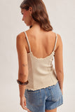 Raegan Lace Trim Cami (Stone)