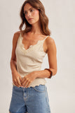 Raegan Lace Trim Cami (Stone)