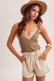 Raegan Lace Trim Cami (Olive)