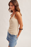 Raegan Lace Trim Cami (Stone)