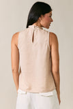 Mock Neck Sleeveless Asymmetric Drape Top