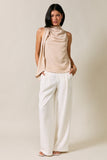 Mock Neck Sleeveless Asymmetric Drape Top