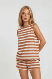Apricot Stripes Top & Shorts Set