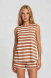 Apricot Stripes Top & Shorts Set