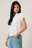 Henley Neck Short Cap Sleeve Top