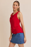 Cowl Neck Twist Strap Top