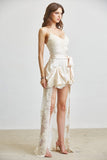 Lace Panel High Low Maxi Dress