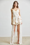 Lace Panel High Low Maxi Dress