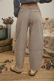Stripe Pocket Detail Wide Leg Pants (Brown)
