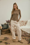 Floral Ecru Denim Pattern Jeans
