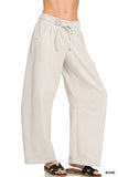 Fleece Barrel Leg Sweatpants (Bone)