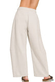 Fleece Barrel Leg Sweatpants (Bone)