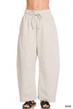 Fleece Barrel Leg Sweatpants (Bone)