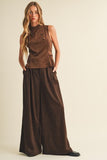 Carolina Sueded High-waist Pleated Trousers