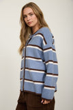 Heathered Stripe Button-Down Knit Cardigan (Denim Multi)