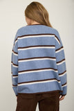 Heathered Stripe Button-Down Knit Cardigan (Denim Multi)