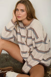 Heathered Stripe Button-Down Knit Cardigan (Oatmeal Multi)