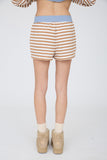 Striped Contrast Ribbed Waist Knit Shorts