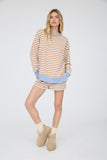 Striped Contrast Ribbed Waist Knit Shorts