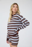 Multi-color Stripe Boxy Long Sleeve Knit Top (Light Blue)
