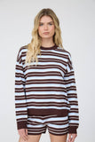 Multi-color Stripe Boxy Long Sleeve Knit Top (Light Blue)
