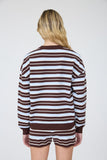 Multi-color Stripe Boxy Long Sleeve Knit Top (Light Blue)