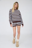 Multi-color Stripe Boxy Long Sleeve Knit Top (Light Blue)