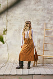 Drawstring Suede A-Line Skirt