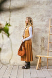 Drawstring Suede A-Line Skirt