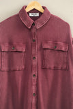 Stonewash Drift Shacket (Dark Cherry)
