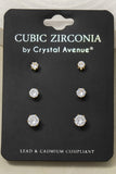 Cubic Zirconia Round Stud Earrings 3/4/5mm